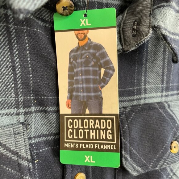 NEW Colorado Men's XL Clothing Plaid Flannel Button Up Shirt Blue - Picture 8 of 10